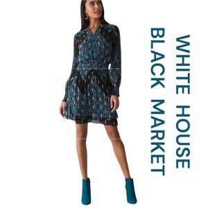 WHITE HOUSE BLACK MARKET Metallic
Clip-Dot Blouson Mini Dress, Size S.